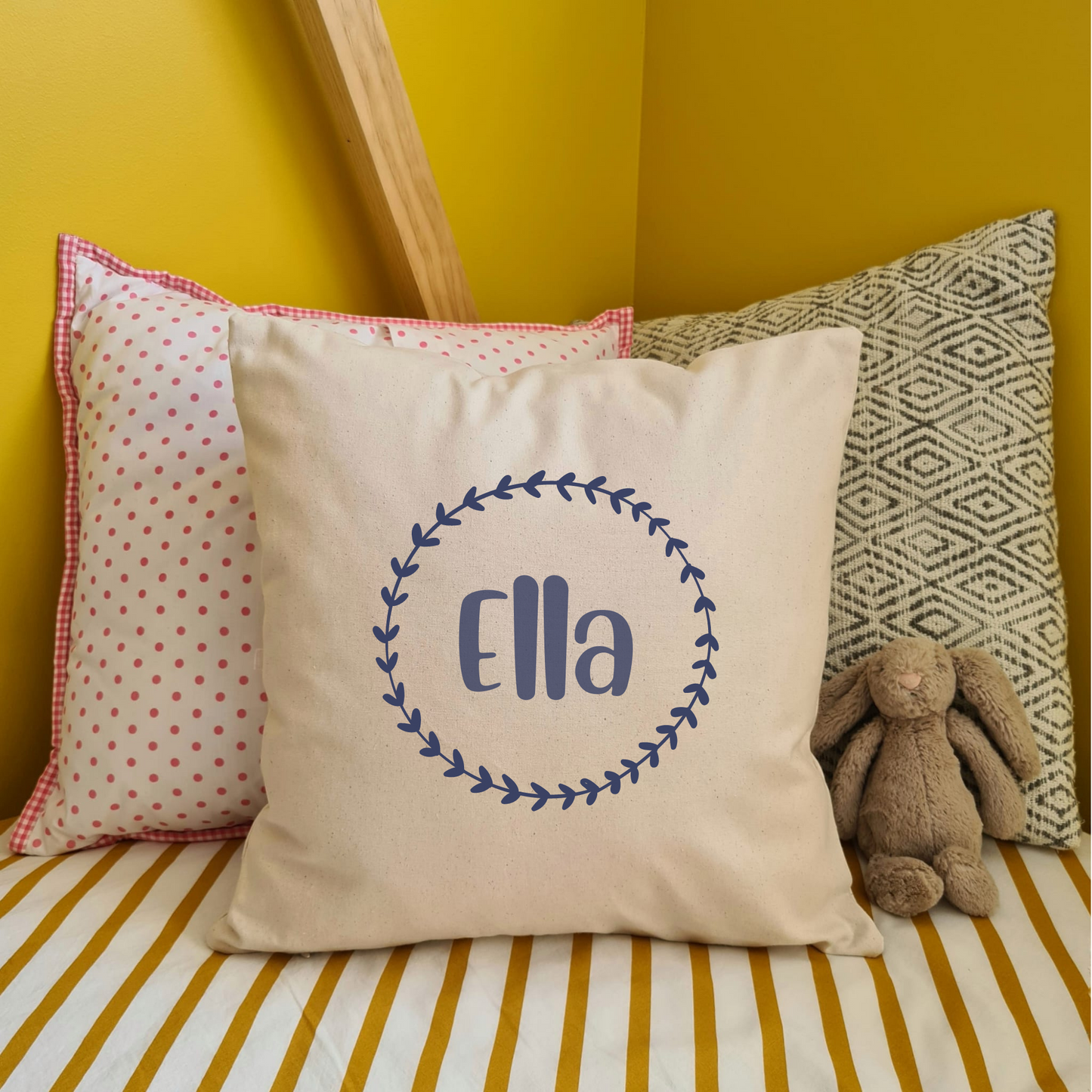 Personalised New Baby Cushion Cover - Fairtrade Cotton