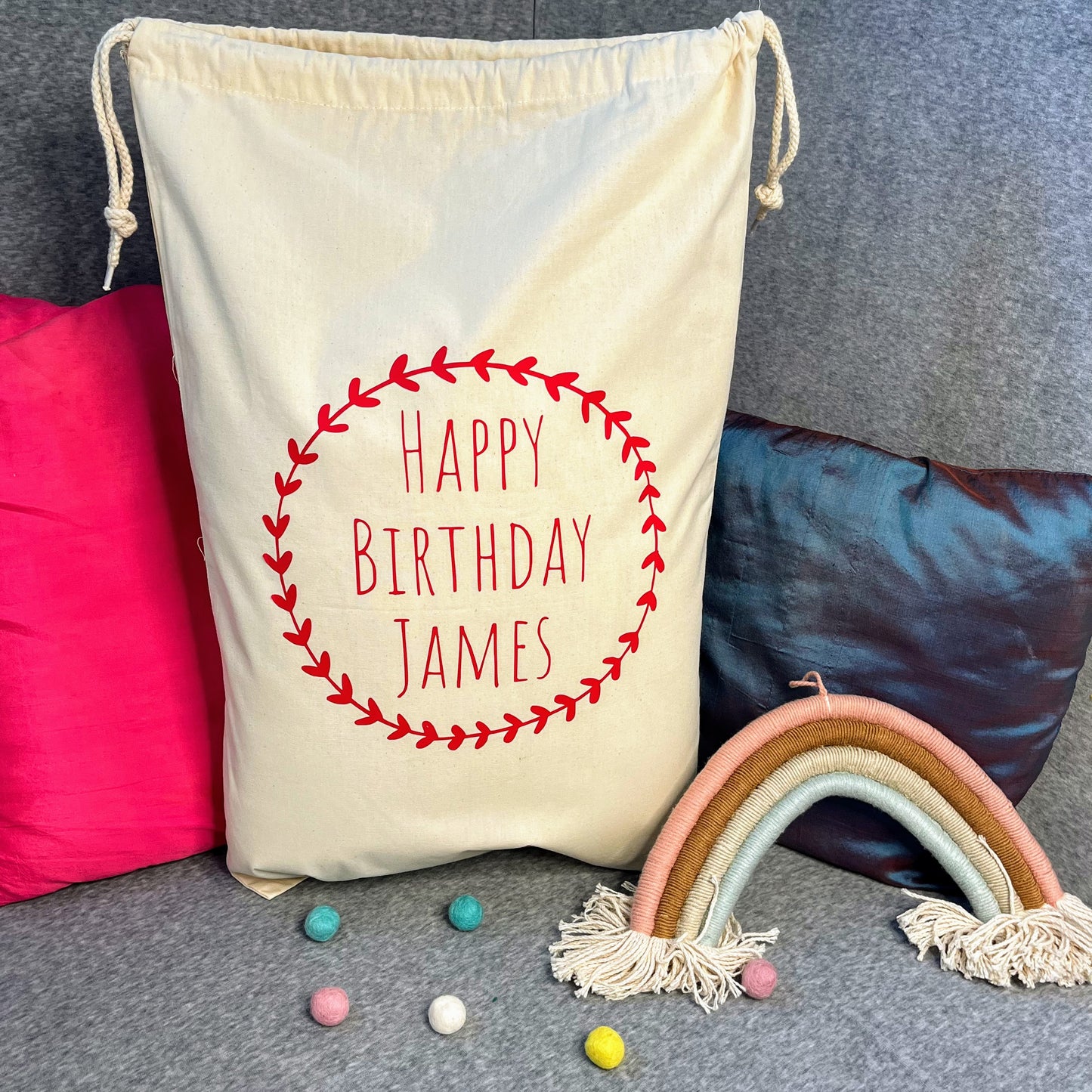 Personalised Birthday Gift Sack - 100% recycled cotton