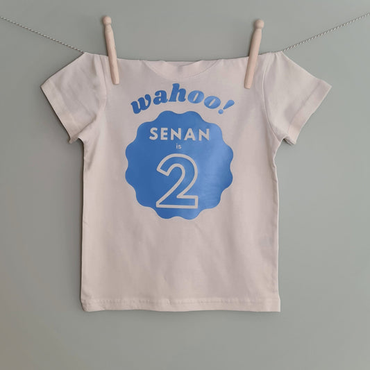 Personalised Wahoo I am Two Second Birthday T-Shirt - 100% Organic Cotton